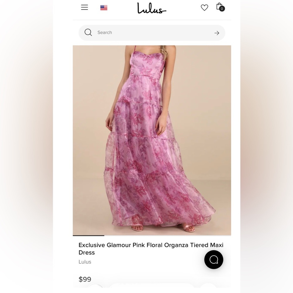 NWT Lulus Pink Floral formal Maxi Dress